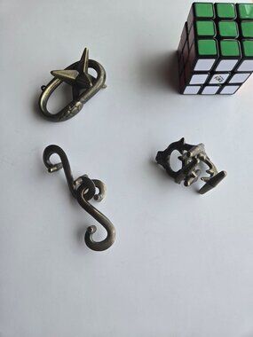 Jumbo Metal Brain Teaser Puzzles for Adults - 3 pack (plus 2 pack bonus)